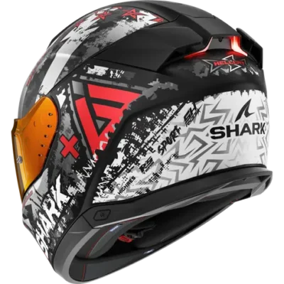 Skwali3 hellcat casco integral shark con luces led negro gris rojo