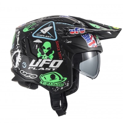 Casco jet trial con gafas solar Sharaten Ufo grafic