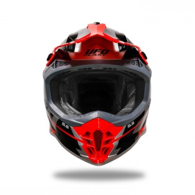Casco intrepide motocros rojo gris negro UFO