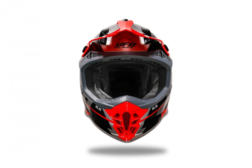 Casco intrepide motocros rojo gris negro UFO - Imagen 2