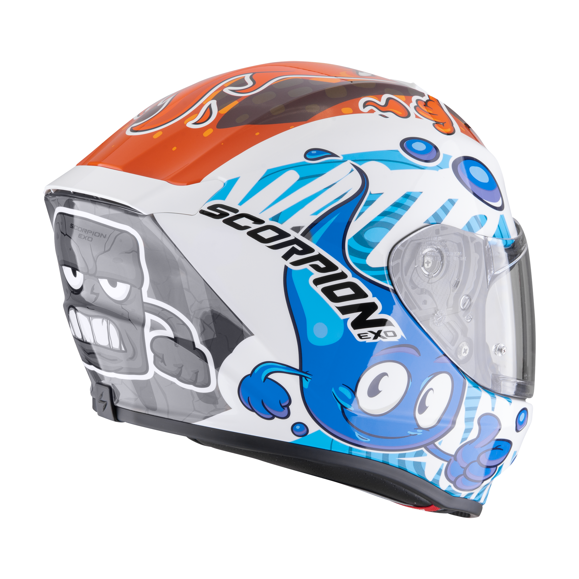 Casco integral EXO-JNR The4helmets blanco azul naranja - Imagen 3