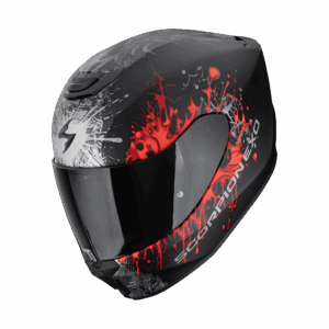 Exo-391 casco integral wolf negro mate plata rojo scorpion