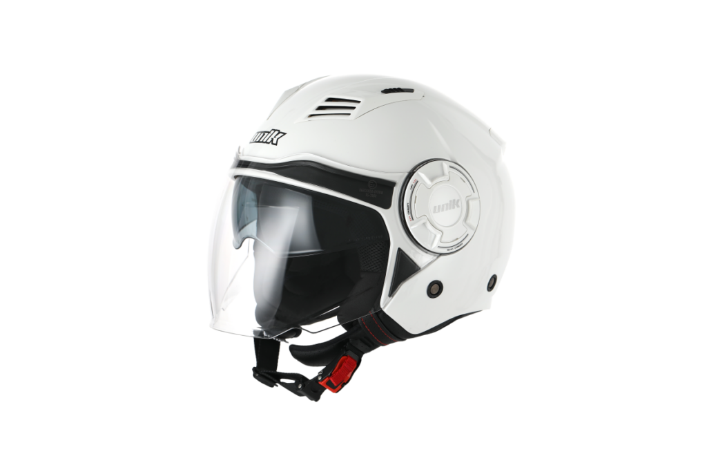 Casco jet unik mercury con gafas solar blanco CE22.06