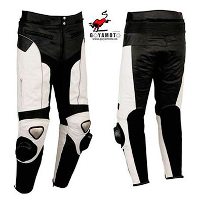 PANTALÓN DE PIEL PARA MOTORISTAS CON PROTECCIONES DE TITANIO