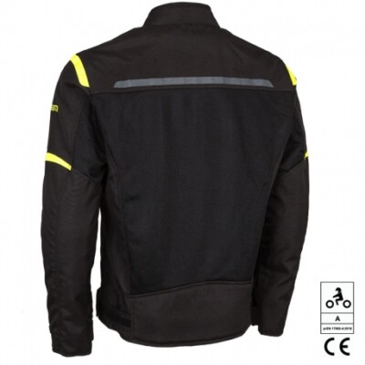 Chaqueta AIR CE Negro/Fluo realizada en Poliester 600D y Mesh perforado