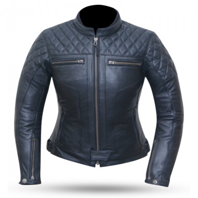 Chaqueta de piel para moto, con protecciones para mujer (lady)