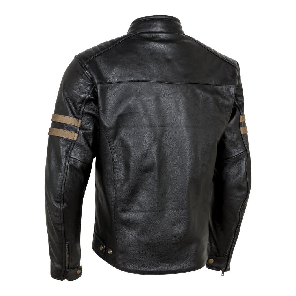 Legend chaqueta de piel para moto con protecciones negro hombre