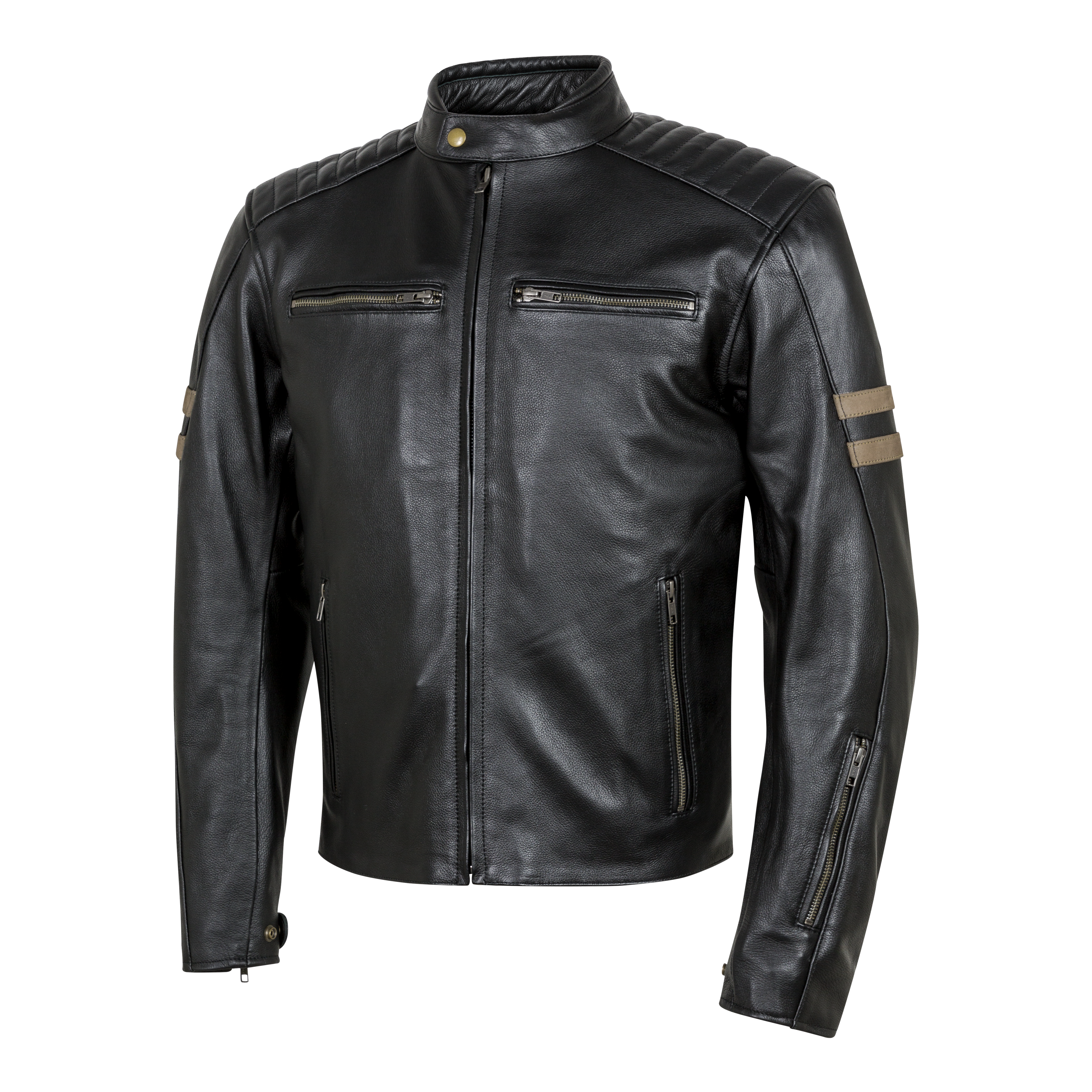 Legend chaqueta de piel para moto con protecciones negro hombre