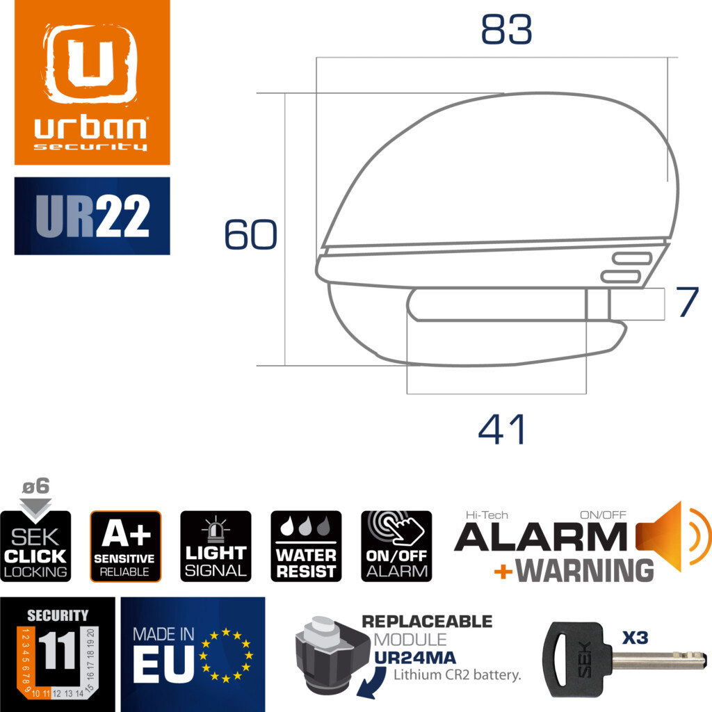 Antirrobo con alarma moto UR22