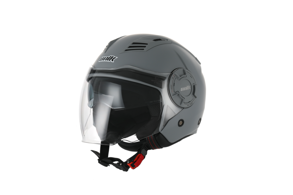 Casco jet unik con gafas solar Mercury gris mate CE 22.06