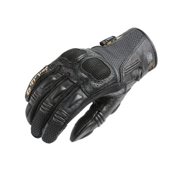 Guantes garibaldi ARIEL cuero perforado verano negro lady gold