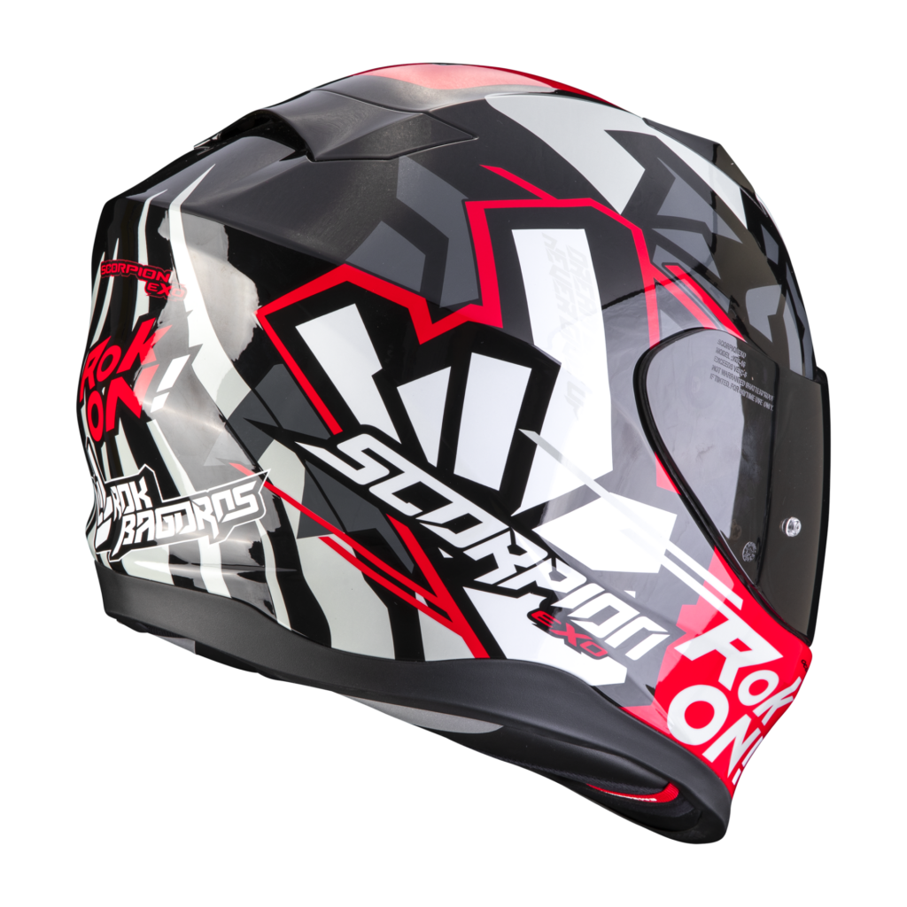 Exo-520 air casco integral scorpion Rok bagoros negro/rojo