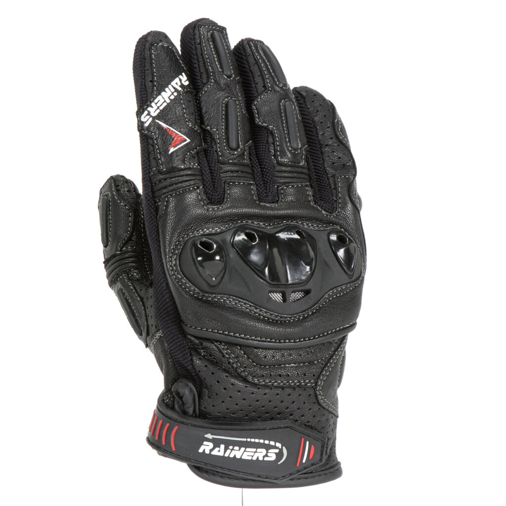 Guantes ROAD-N cuero perforado verano negro rainers