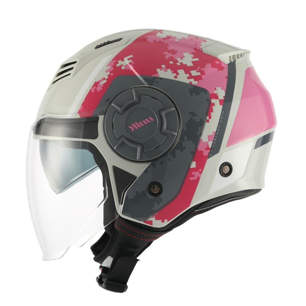 Casco jet unik con gafas solar Mercury rosa/blanca CE 22.06