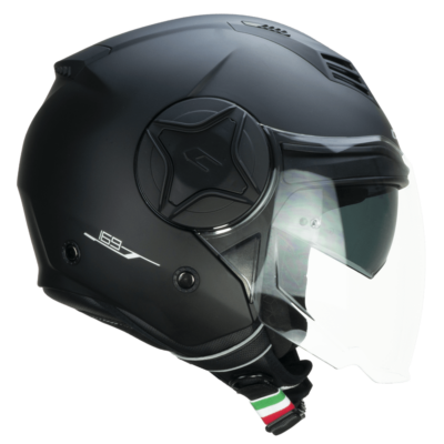 Casco jet ILLI 169 pantalla larga  con gafas solar negro mate cgm