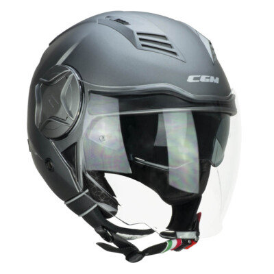 Casco jet ILLI 169 pantalla larga con gafas solar antracite mate cgm