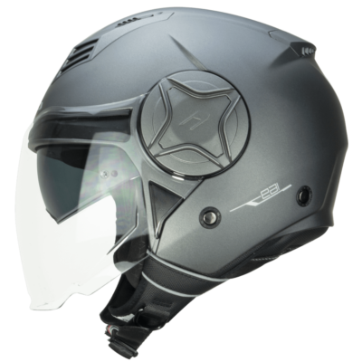 Casco jet ILLI 169 pantalla larga con gafas solar antracite mate cgm