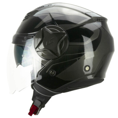 Casco jet ILLI 169 pantalla larga  con gafas solar grafite negro cgm