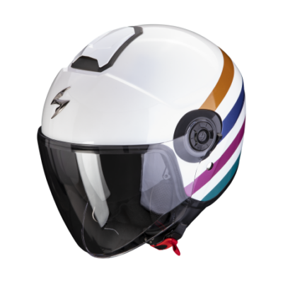 Casco jet EXO CITY II bee blanco verde gold scorpion