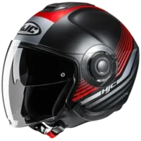 Casco jet i40n dova negro rojo gris HJC