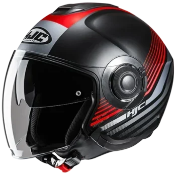 Casco jet i40n dova negro rojo gris HJC