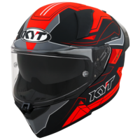 R2R led casco integral kyt negro mate/rojo