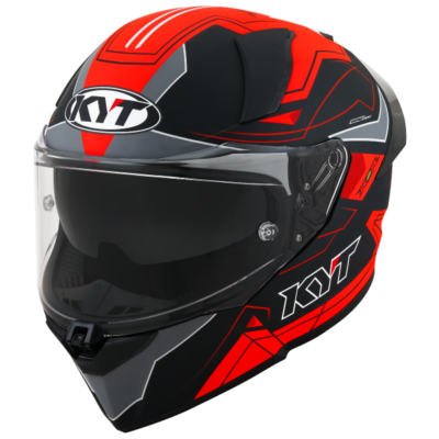 R2R led casco integral kyt negro mate/rojo