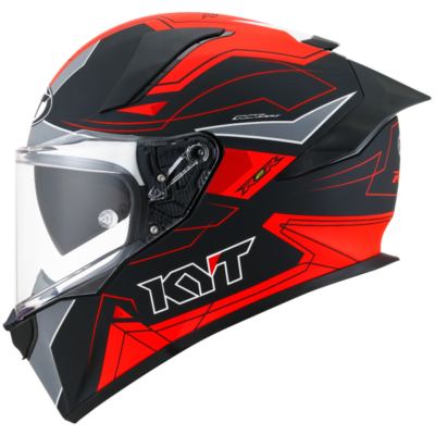 R2R led casco integral kyt negro mate/rojo